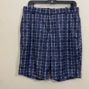 Nike Dri-fit Mens Shorts Size 32 Medium Golf Plaid Lightweight Gray Blue